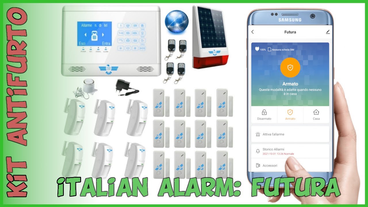ITALIAN ALARM FUTURA kit antifurto allarme casa senza fili con combinatore telefonico GSM e sirena