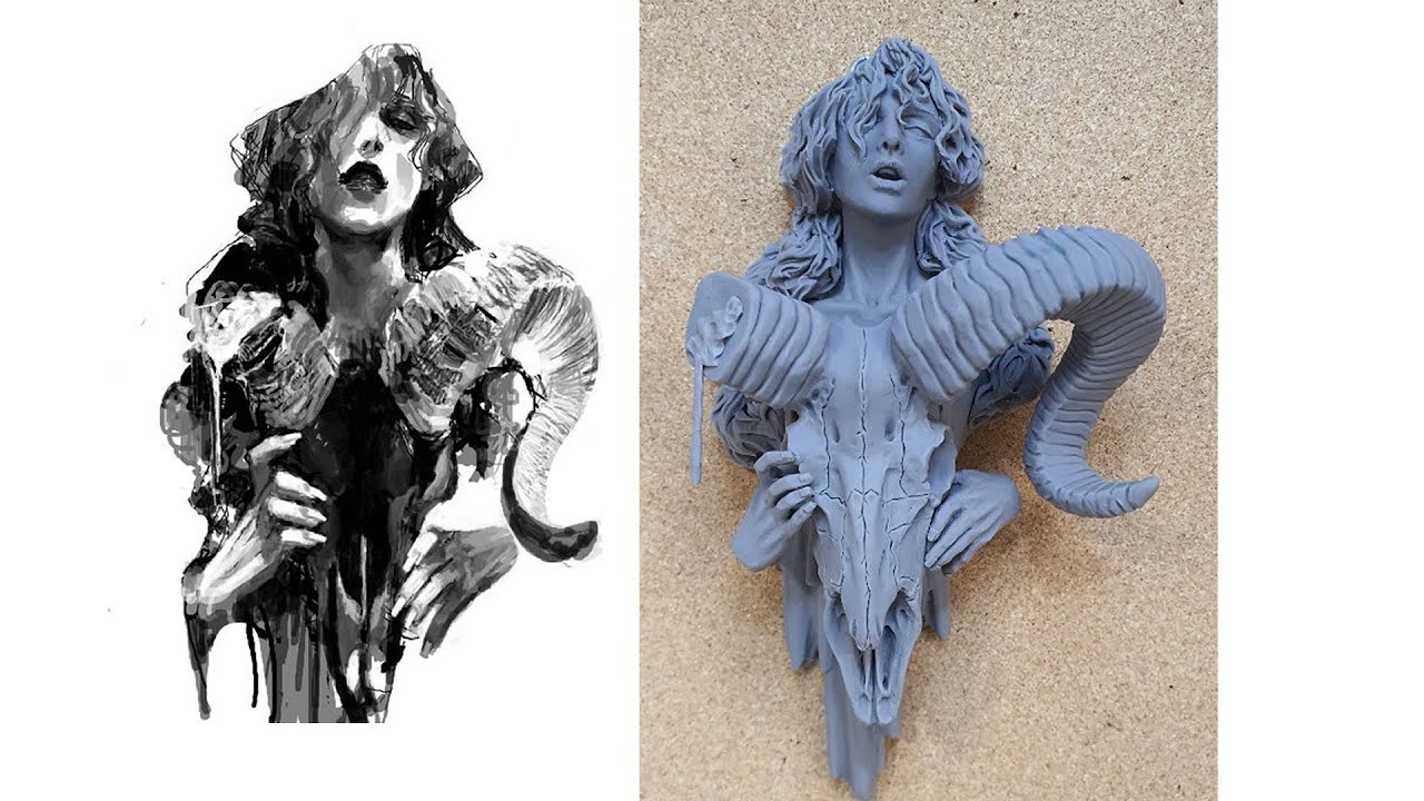 Sculpting 일러스트를 스컬피로 만들어 보기.How to make Figure【Clay Figure】【粘土】Sculpting with Polymer Clay