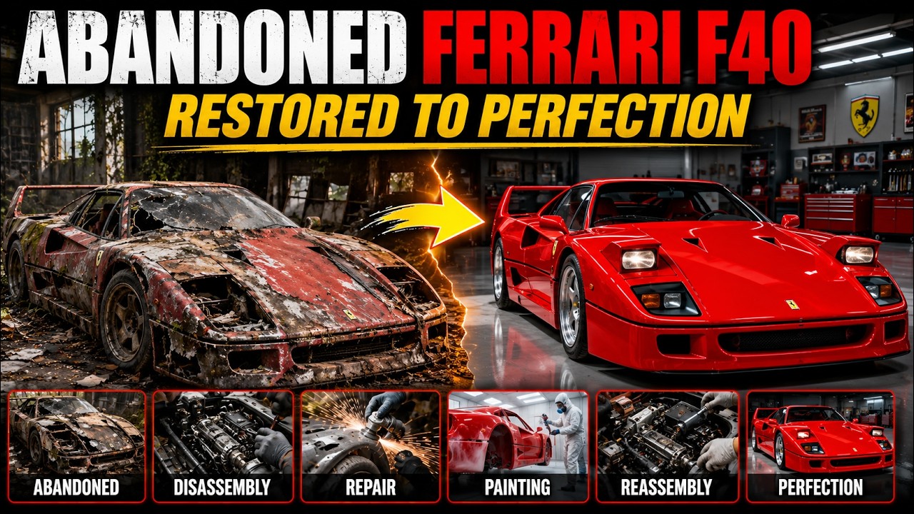 **ABANDONED FERRARI F40 RESTORED TO PERFECTION**#restoration #restore #viral #viralvideo #youtube
