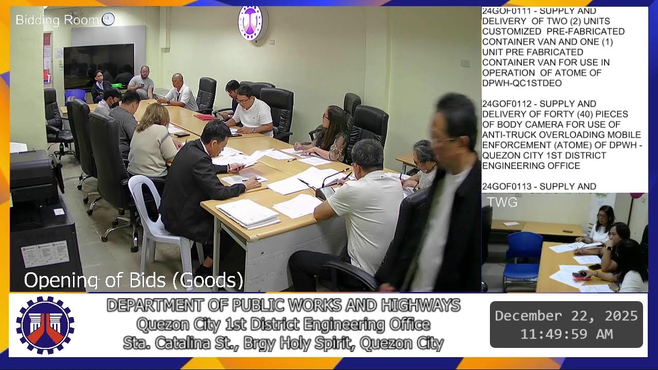 Procurement Livestream for DPWH Quezon City 1st DEO on December 22, 2025