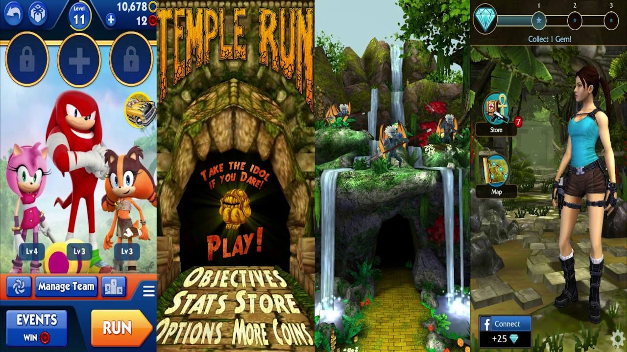 Sonic Dash 2 Sonic Boom Vs Temple Run Vs Temple Run Oz Vs Lara Croft Relic Run - Gameplay