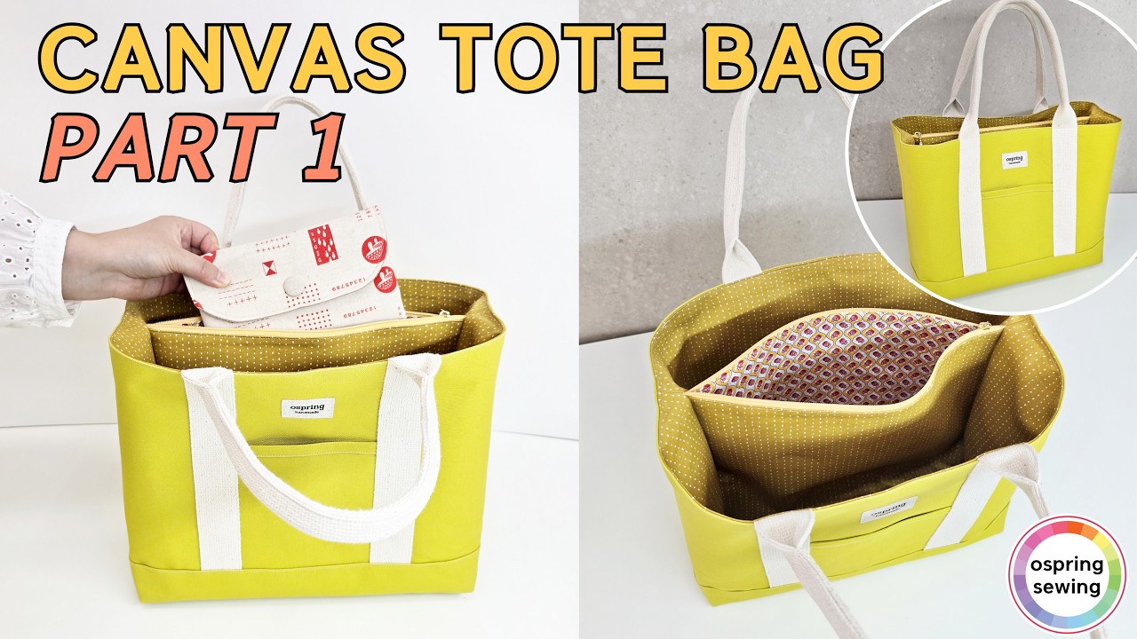 [PART 1] Making Canvas Big Tote Bag | With Zipper Pocket Bag DIY 💛