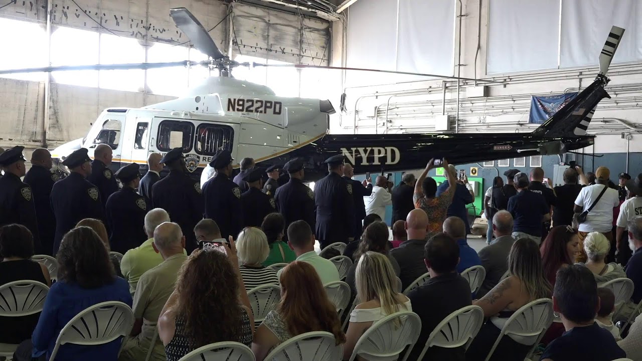 Watch as @NYPDPC presides over the K9 graduation ceremony and helicopter dedication