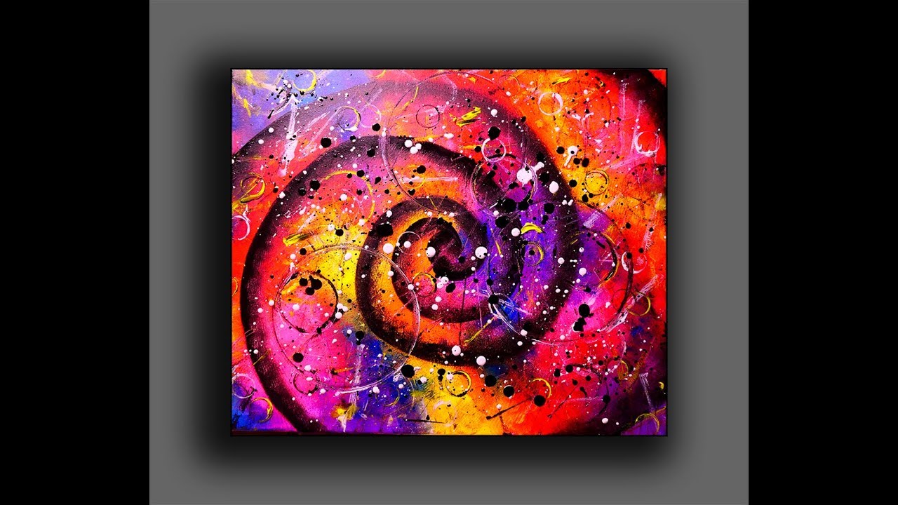 Colorful Spiral Abstract Painting / Fun With Acrylics / Creating Textured Surface With Random Tools