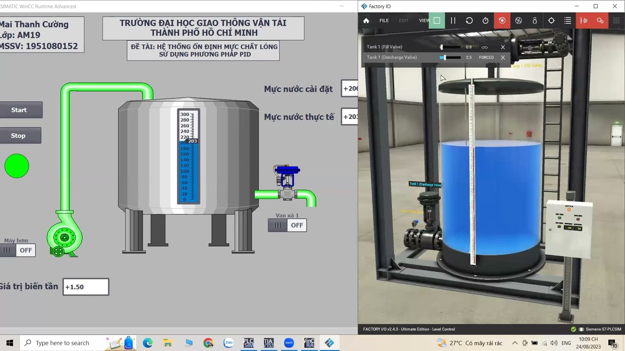 Mô phỏng điều khiển mức chất long với bộ điều khiển PID