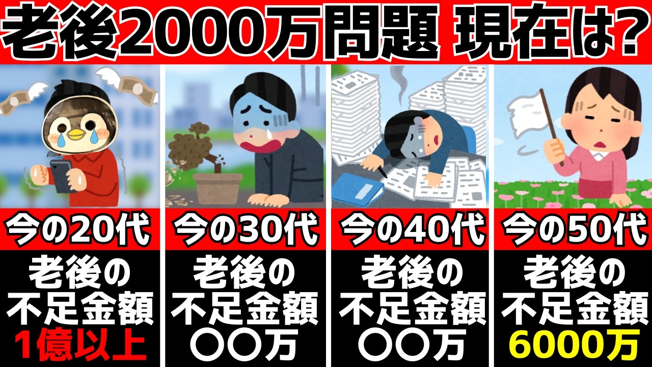 【老後2000万円問題の現在】年齢別老後で不足する金額を公開！老後1億円必要なケースも解説#投資 #老後2000万円問題