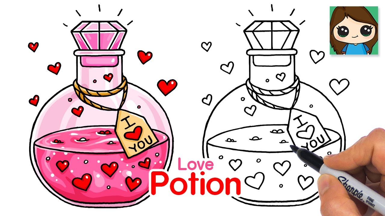 How to Draw a Bottle of Love Potion ❤️ Valentines