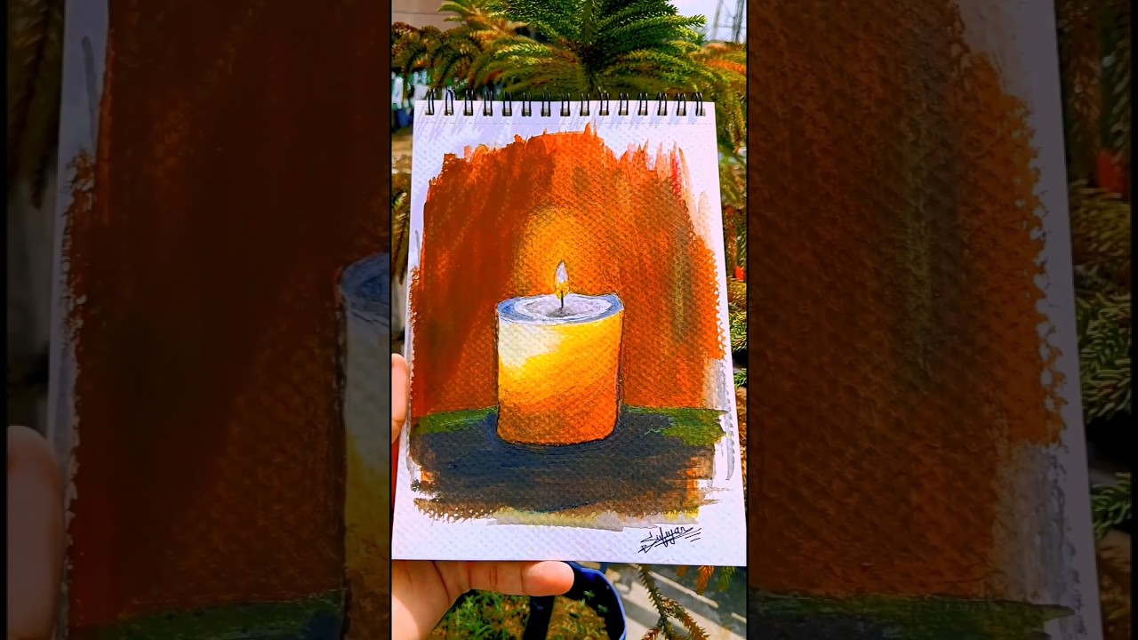 Painting of Burning Candle using colour theory 