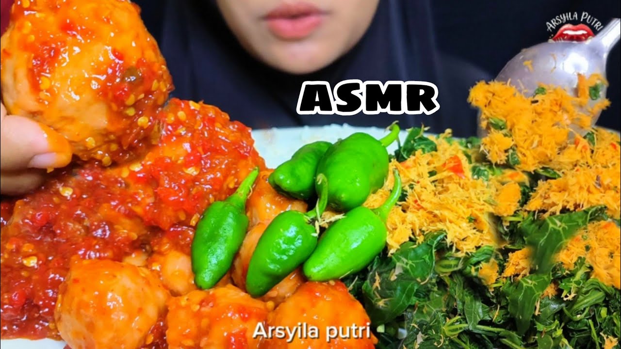 BENERAN ENAK ‼️ASMR BAKSO PEDAS ,CABE GENDUT DAUN PEPAYA || MUKBANG SPICY 🔥 #asmr #asmrsounds