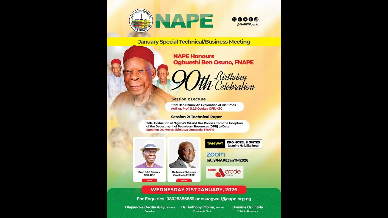 Lagos January Special Technical/Business Meeting in Honour of Ogbueshi Ben Osuno, FNAPE @90