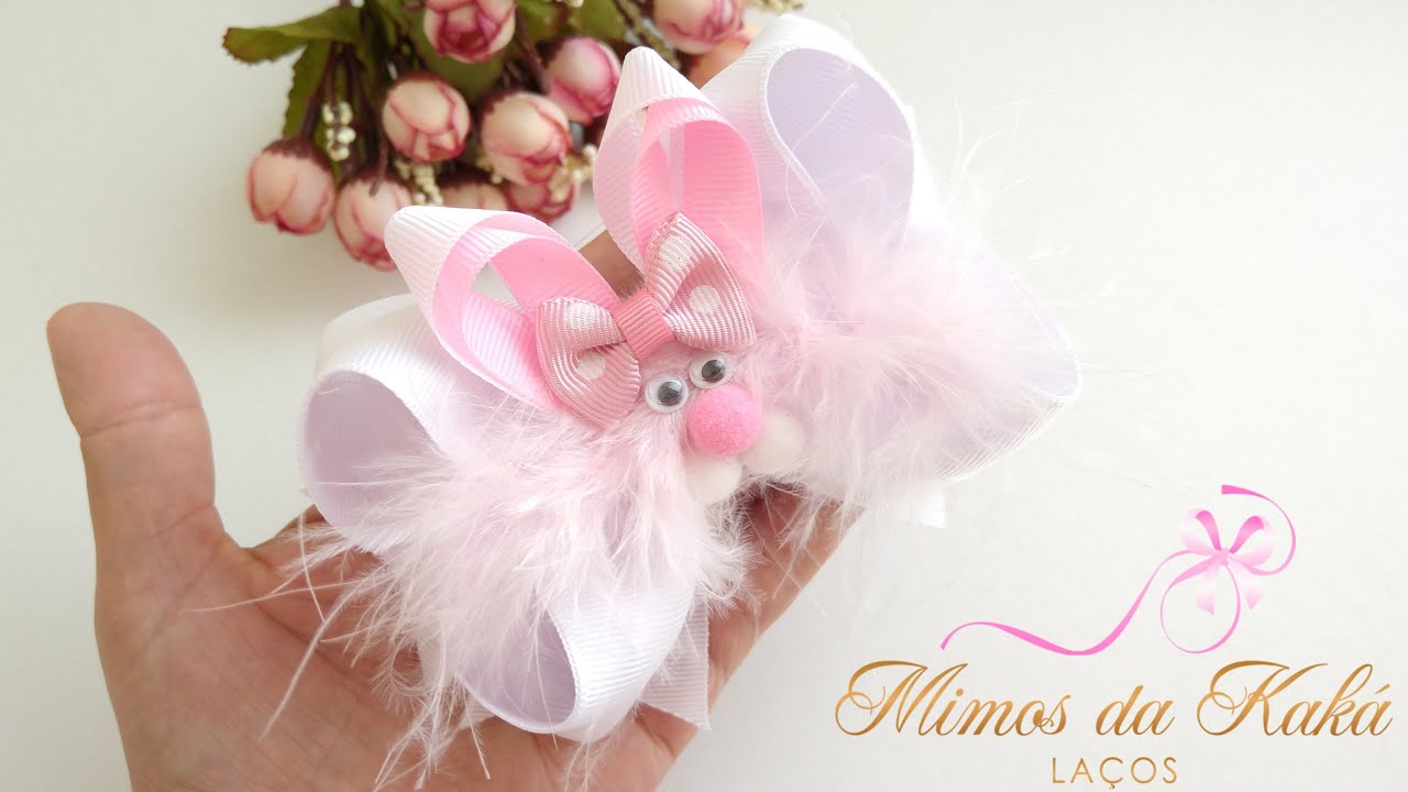 Laço Páscoa/ Laço Coelho Diy Ribbon Bow-Kaká Magalhães