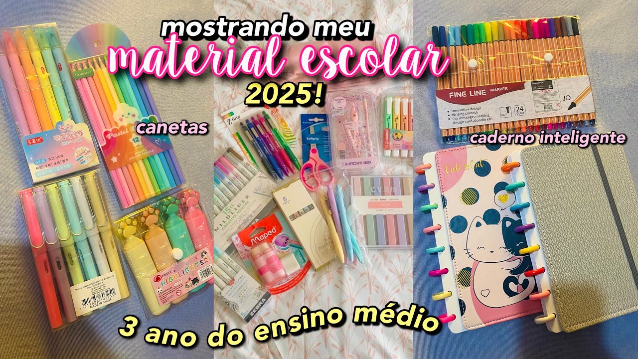 MEU MATERIAL ESCOLAR 2025! - terceiro ano do ensino médio 🏫🤍📚