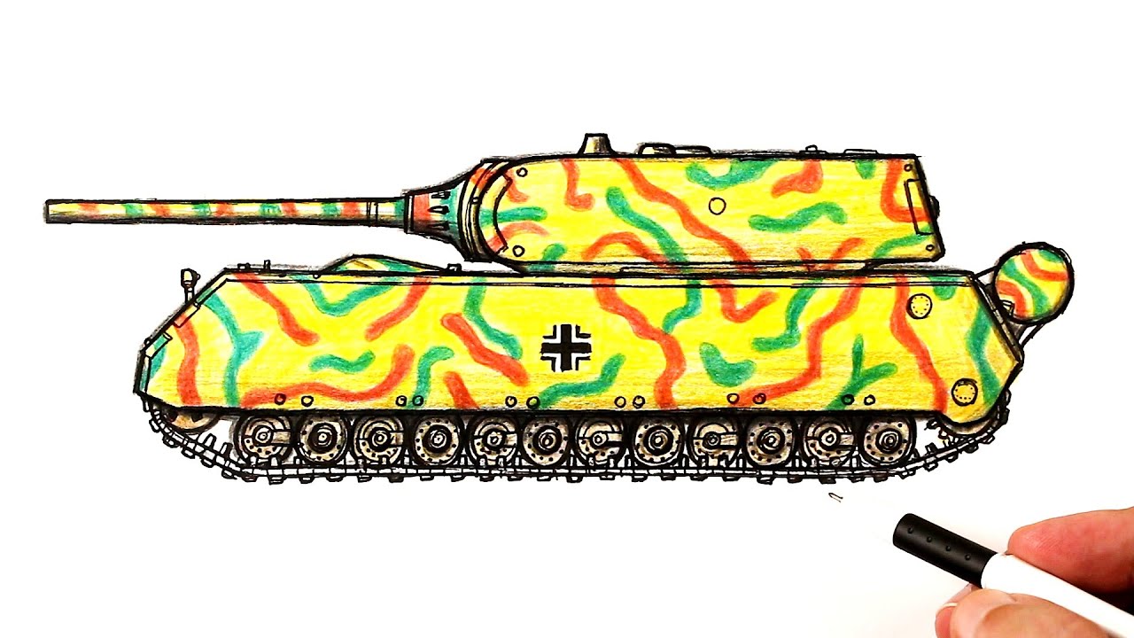 Как нарисовать танк Маус