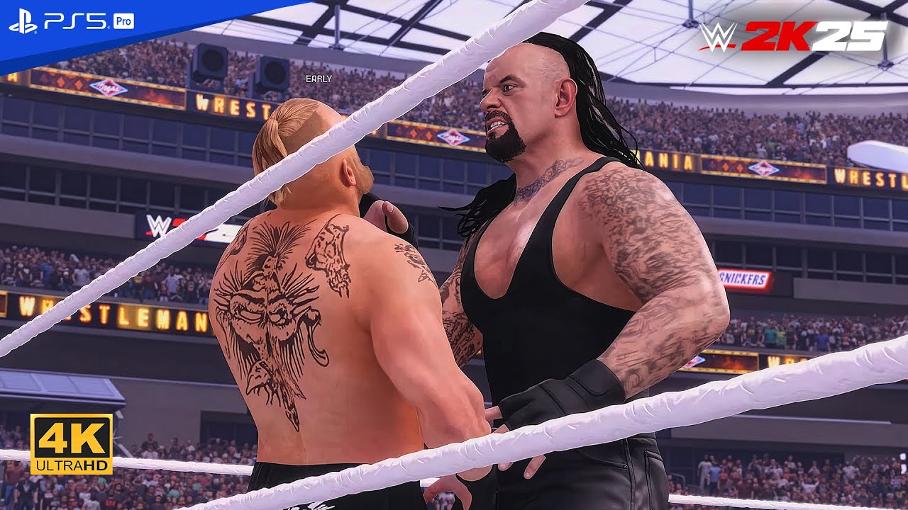 WWE 2K25 – Брок Леснар против Гробовщика | Без правил | ПОЛНЫЙ МАТЧ [PS5™ Pro 4K60]