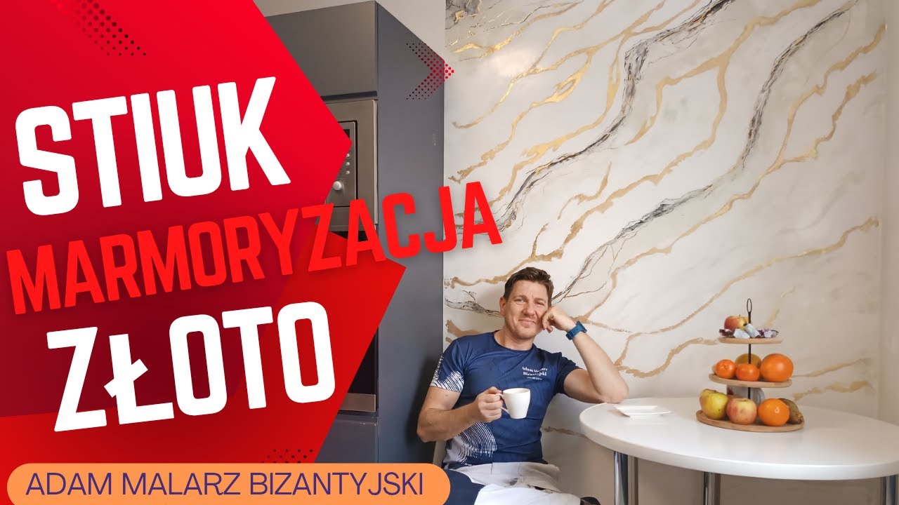 STIUK, MARMORYZACJA, ZŁOTO. Dekoracja na ścianie w kuchni - praktyczna, zmywalna i efektowna.