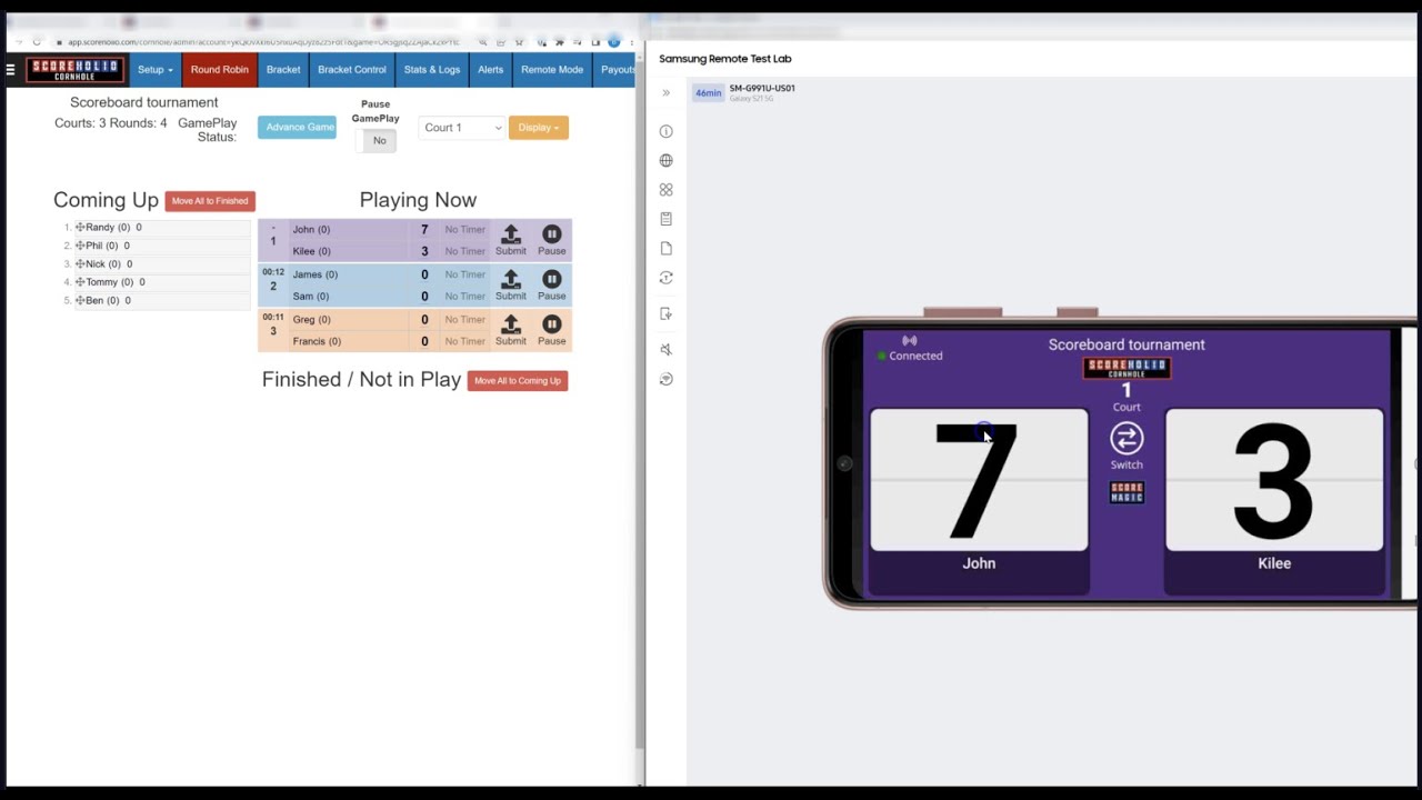 Setting up Android or iOS scoreboard on Scoreholio