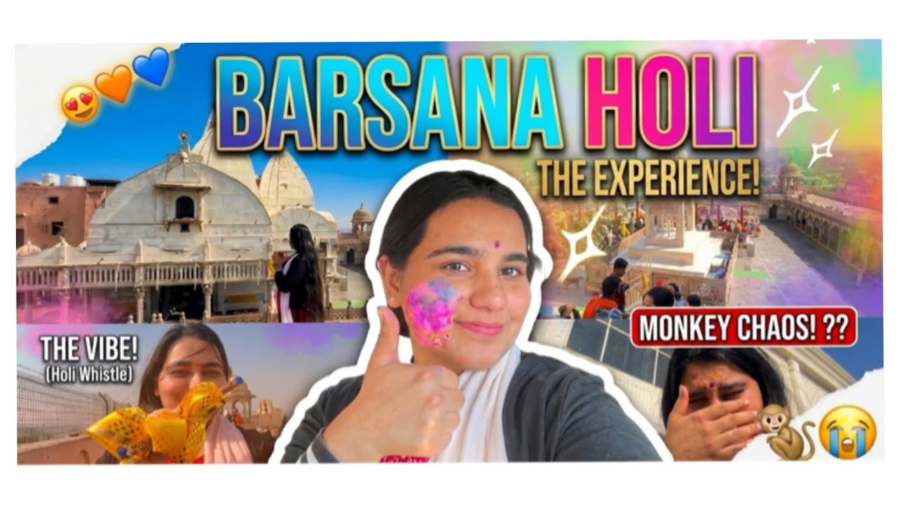 Celebrated Holi in Barsana Temple 🛕🥰🩷💛 Monkey attacked me?😭😫 Holi 2026 || Vanshika Dagar #vlog 