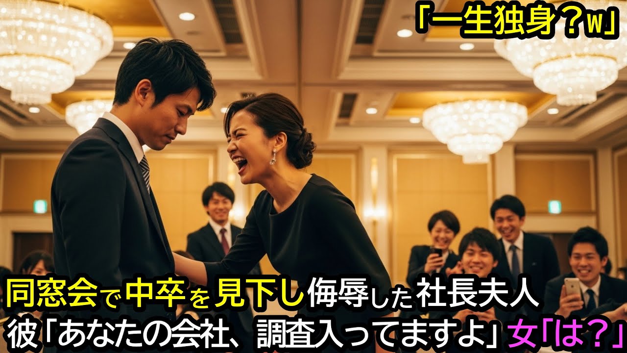 「一生独身？w」同窓会で中卒を見下し侮辱した社長夫人。彼「あなたの会社、調査入ってますよ」女「は？」