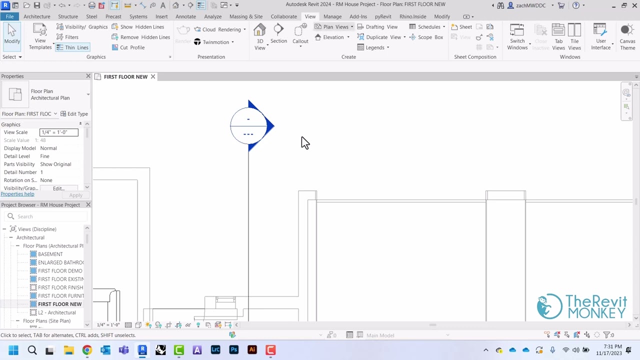 Creating and Placing Sections in Revit