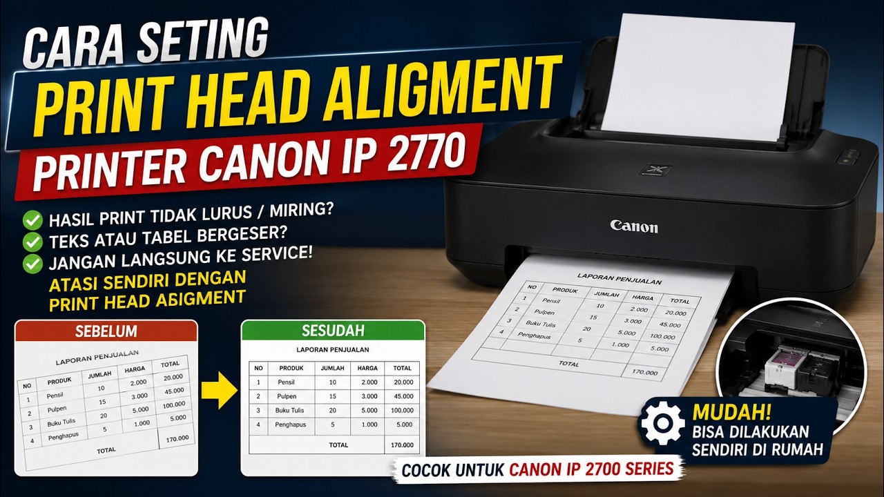 Cara Setting Print Head Alignment Printer Canon IP 2770