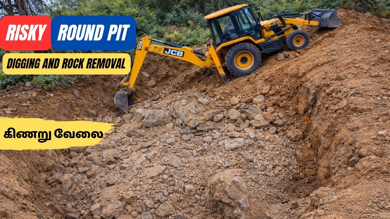 Risky Round Pit Digging & Rock Removal with JCB 3DX Eco Xpert | Operator POV | JCB Saravanan 2.0