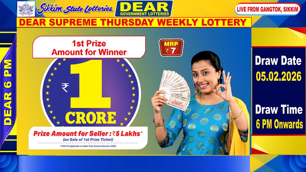 DEAR SUPREME THURSDAY WEEKLY LOTTERY DATE  05.02.2026 | 6 PM ONWARDS LIVE FROM GANGTOK  SIKKIM