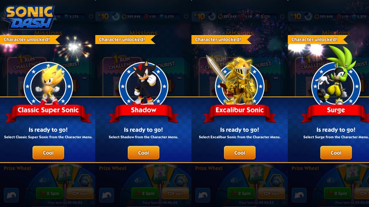 Sonic Dash 2025 - Unlocking Moment of 10 Characters