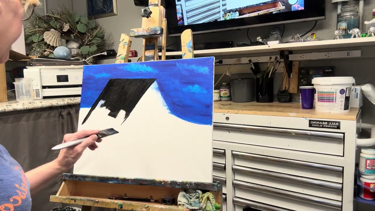 34- Today I painting a barn scene in acrylic 