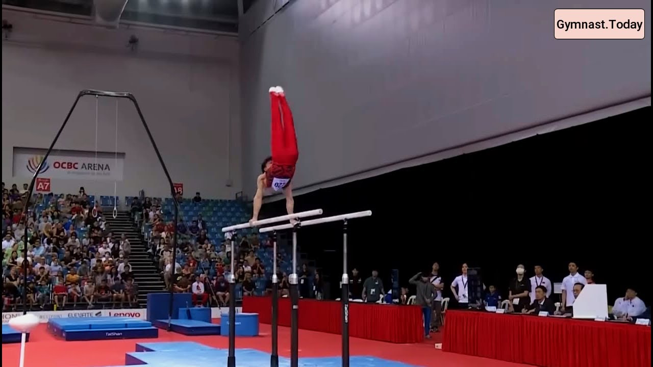 Top 3 in Men's Parallel Bars Final - 2023 Singapore Asian Gymnastics Championships