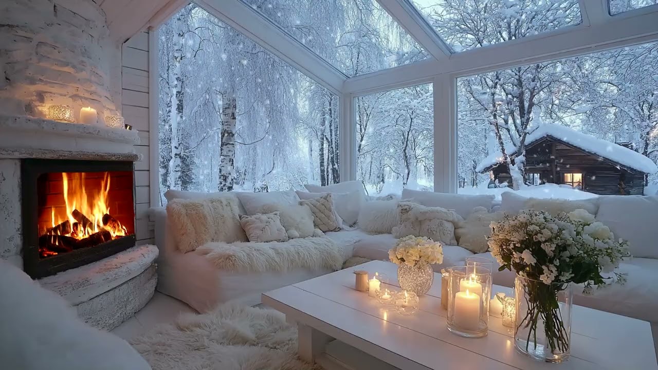 ❄️🎶 Winter Piano Music for Relaxation | Cozy Room with Snowfall Outside for Deep Focus and Calm