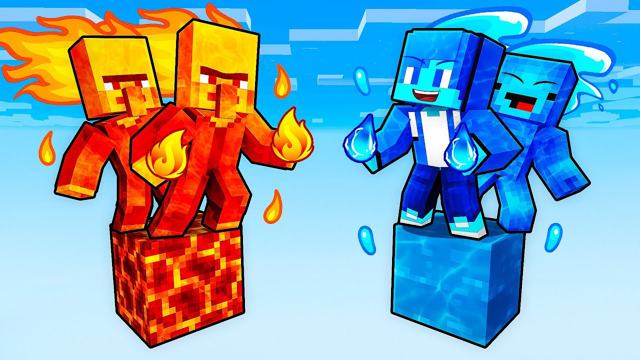 JJ and Mikey vs Villagers: ELEMENTAL POWERS BATTLE in Minecraft - Maizen