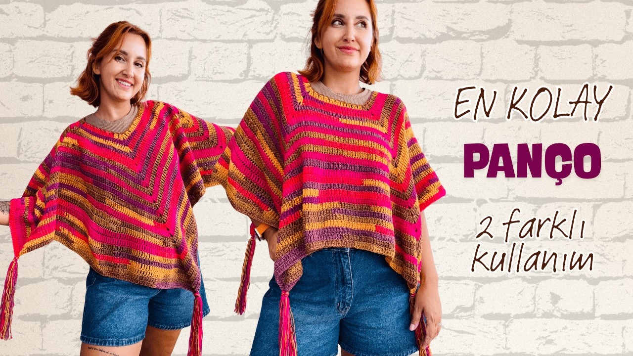 EN PRATİK TIĞ İŞİ PAN&Ccedil;O YAPIMI ✨ Mevsimlik &ouml;rg&uuml;lerin en kolayı #crochet #crochetponcho