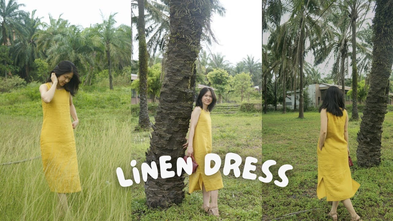 Easy sew linen summer dress tutorial for beginners (with no zipper)/sleeveless dress/kim love sewing