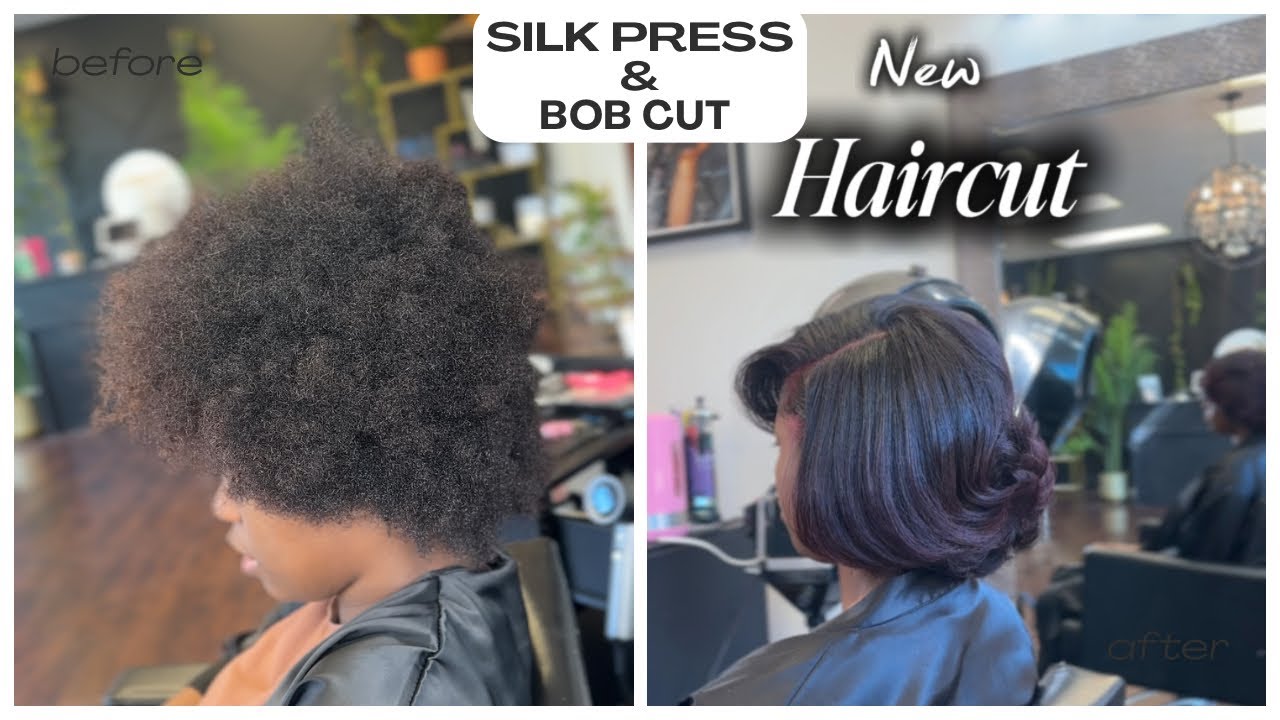 Before And After Silk Press And Bob Transformation ✨
