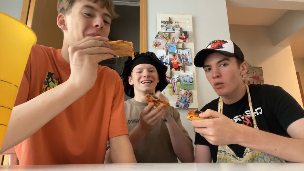 Pizzas with basement ginger and Italian man