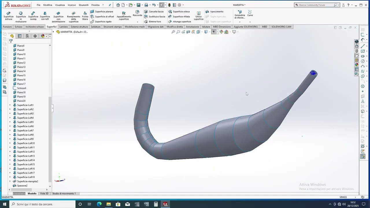 SOLIDWORKS : MARMITTA per 250 cc (Parte 2)