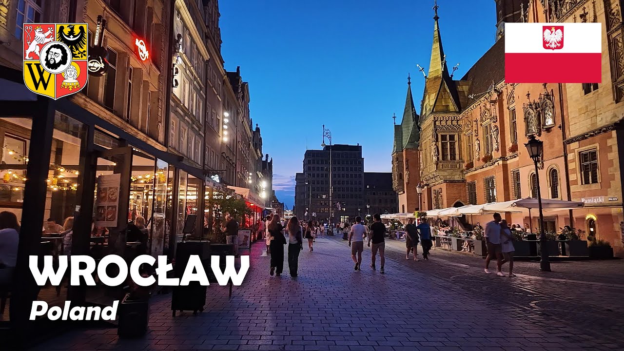 Wrocław, Poland. An evening walk in the Old Town. 4K