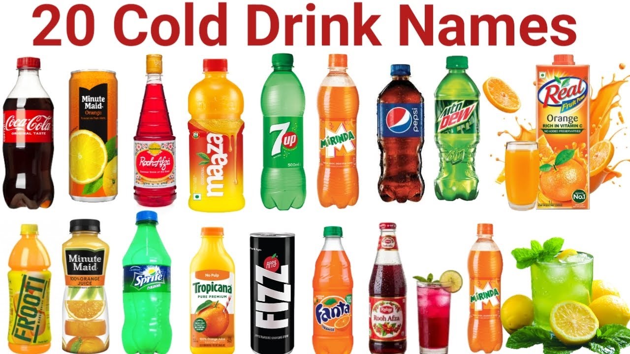 20 Cold🍹Drink Names | Learn 20 Cold Drinks Name in English&Hindi with Picture | Fun Learning Video 