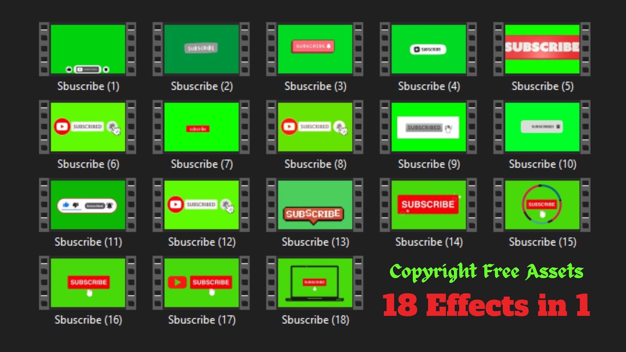 No Copyright, Subscribe and Bell icon intro sound animation | 18 Effects in One | Subscribe Button