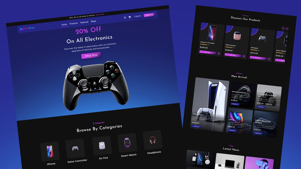 Build A Responsive Ecommerce Landing Page in HTML CSS & JavaScript