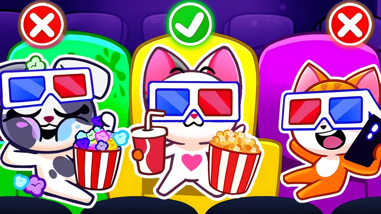 Kittens At The Cinema! 🍿 Good Manners At the Movie Theater | Fun Cartoons for Kids