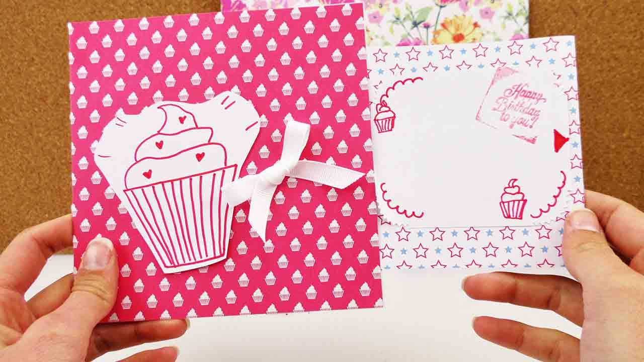 Geburtstagskarte mit Schiebelement | Super süße Karte mit Cupcake Motiv | Happy Birthday