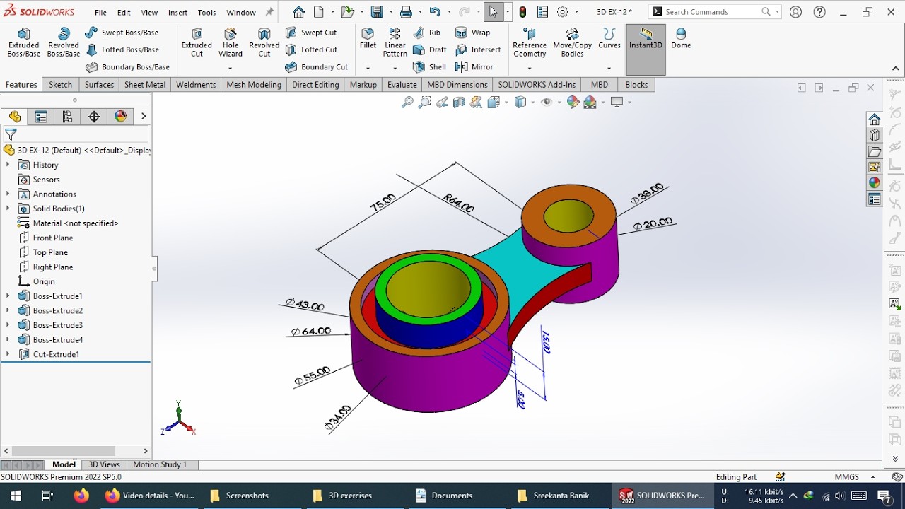 SolidWorks 3D excersise 012