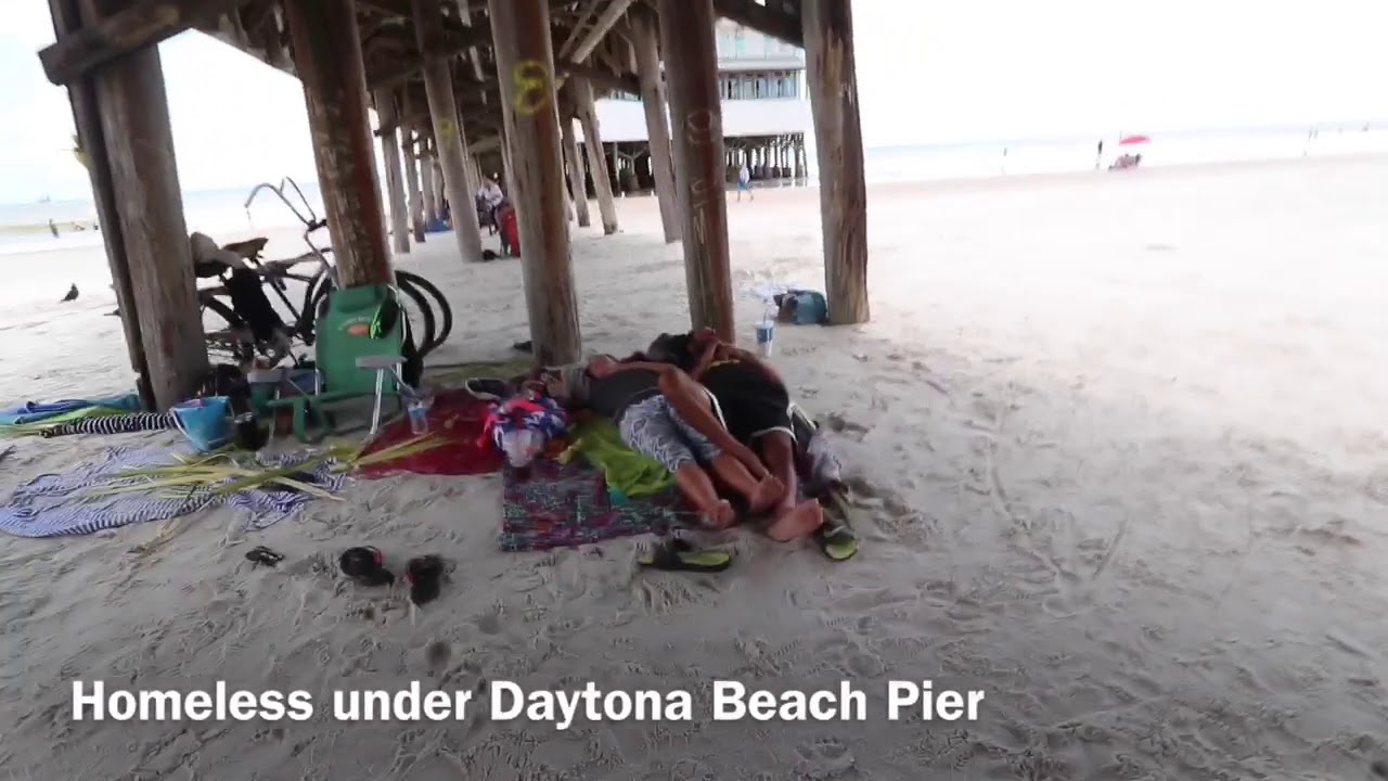 Homeless people under the Daytona Beach Pier