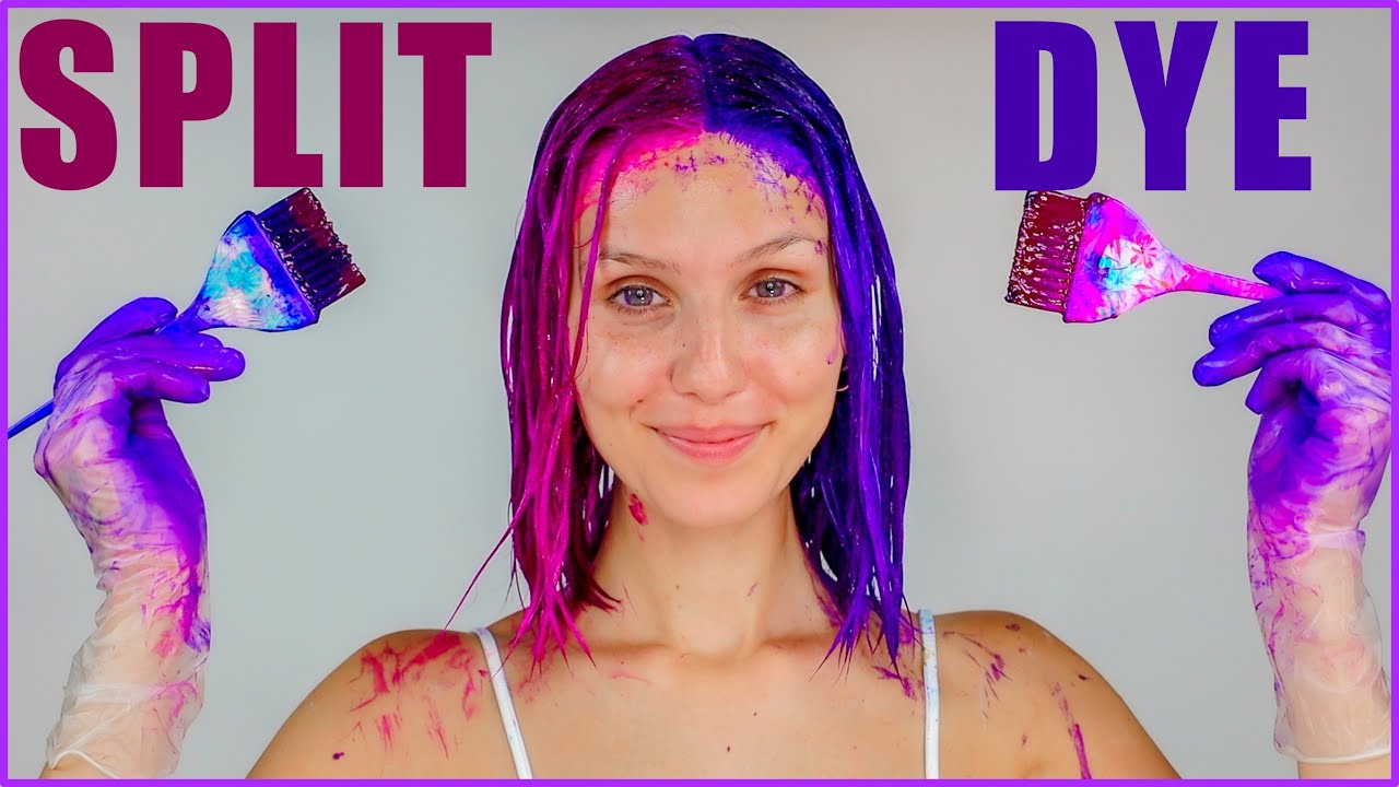 Dyeing my hair HALF PINK, HALF PURPLE and it looks SICK