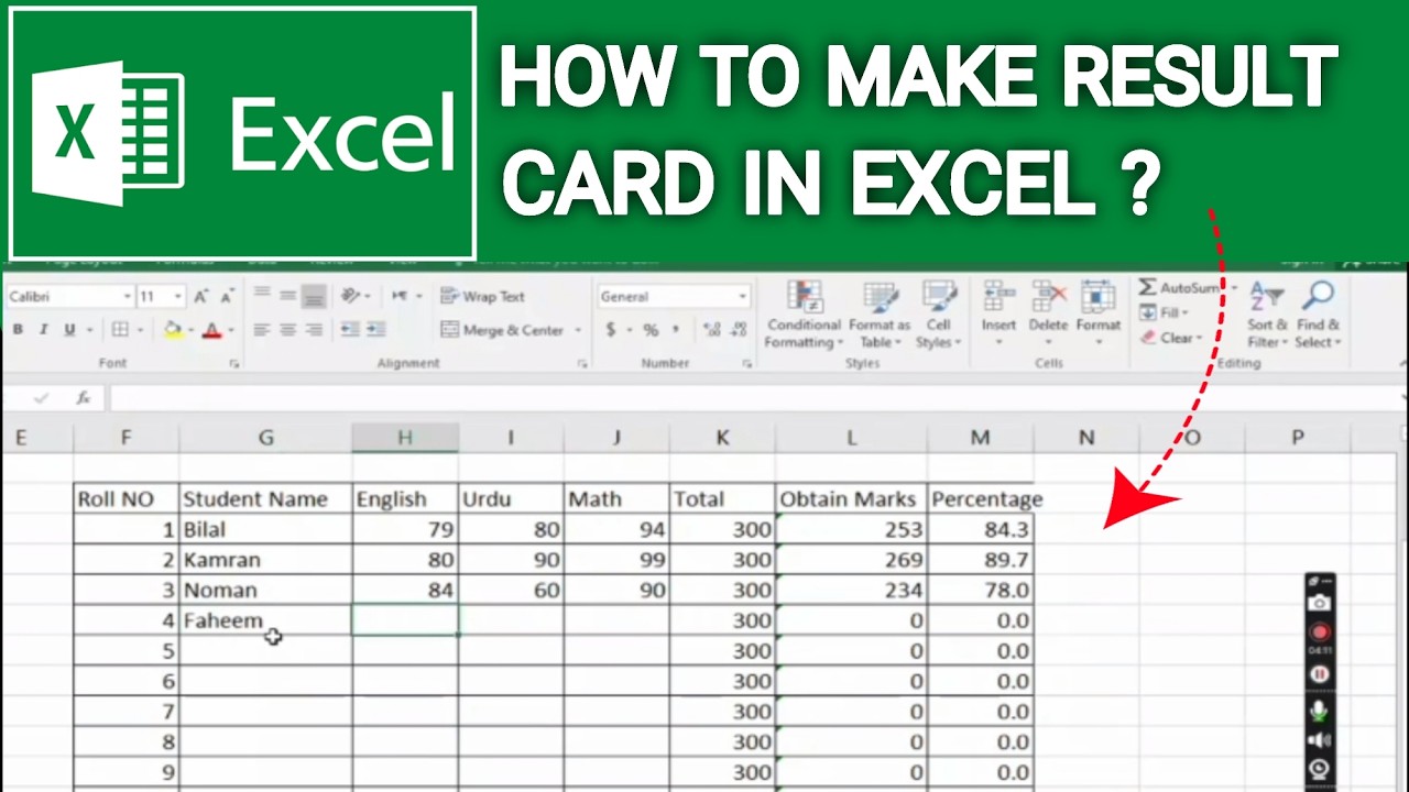 How To Make Result Card In Excel || Make Automatic MarkSheet in Excel