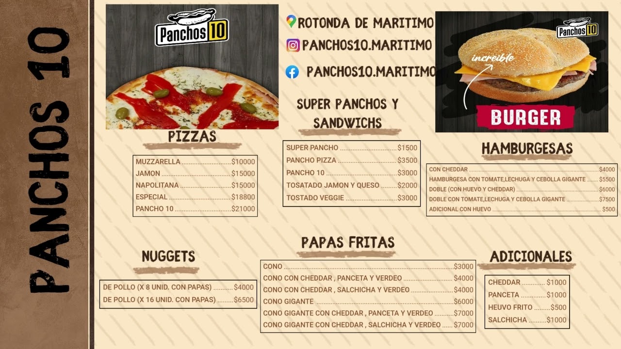PANCHOS 10 MENU MARCO