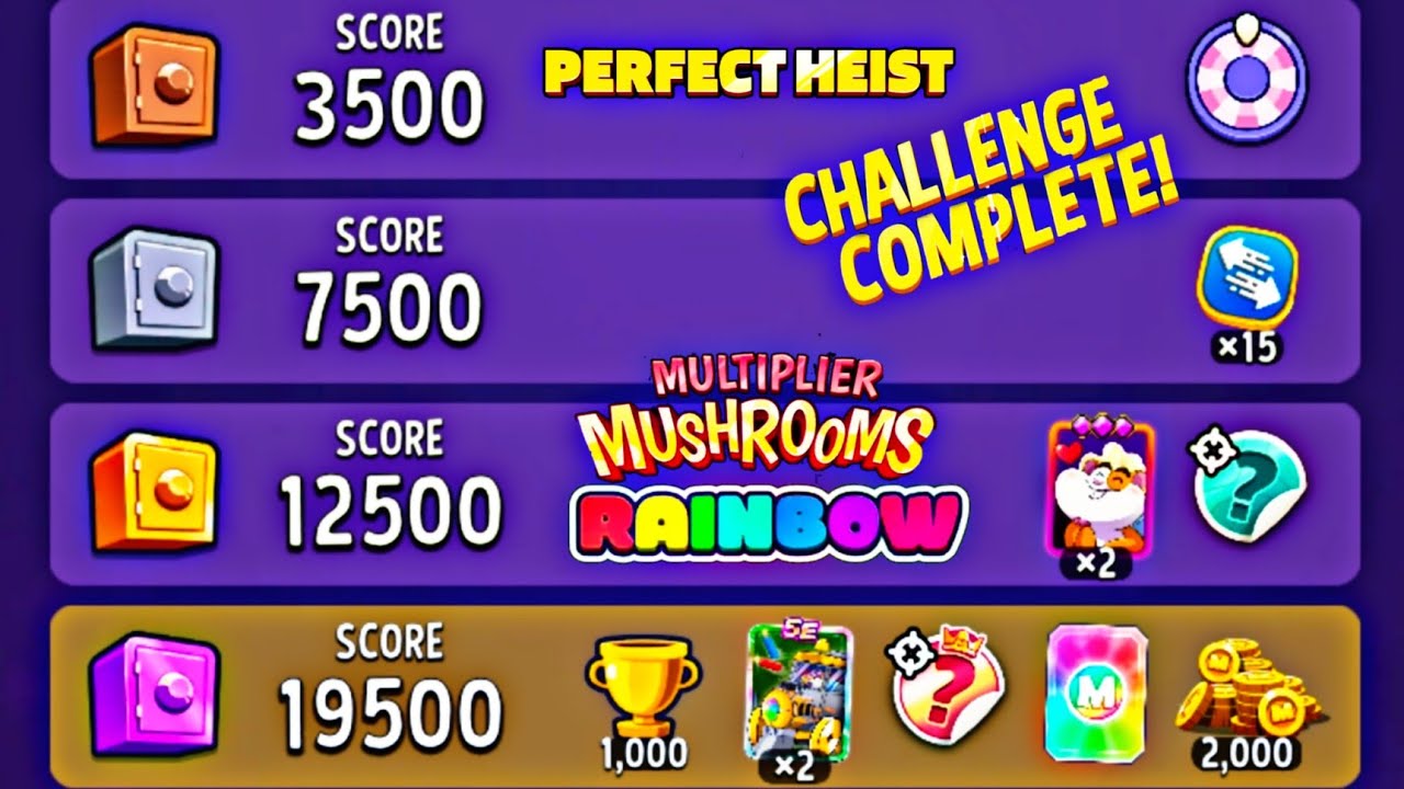 solo challenge multiplier mushroom rainbow perfect heist 19500 score with broccoli boogie  gameplay