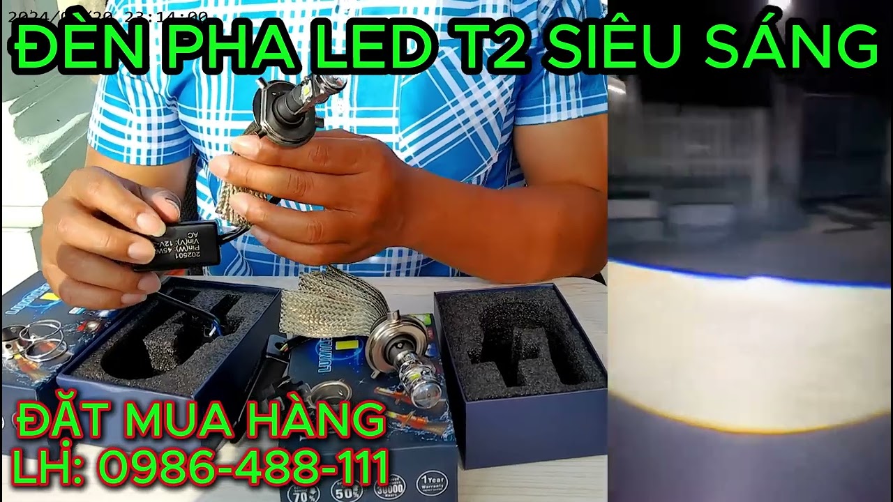 Đèn pha led T2 siêu sáng đuôi công toả nhiệt siêu đẹp :0986-488-111