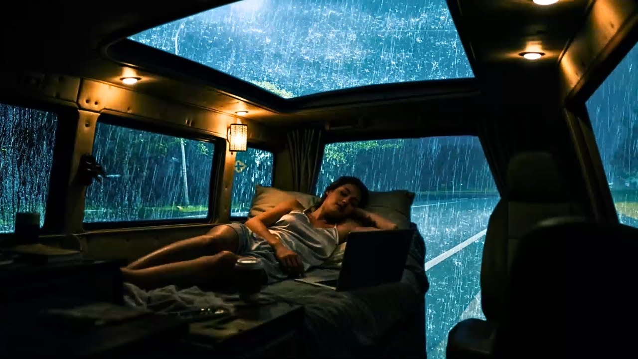 Rain Sounds 🌩 Relaxing Heavy Rain in Camper Van – For Deep Sleep, Stress Relief & Instant Relaxation